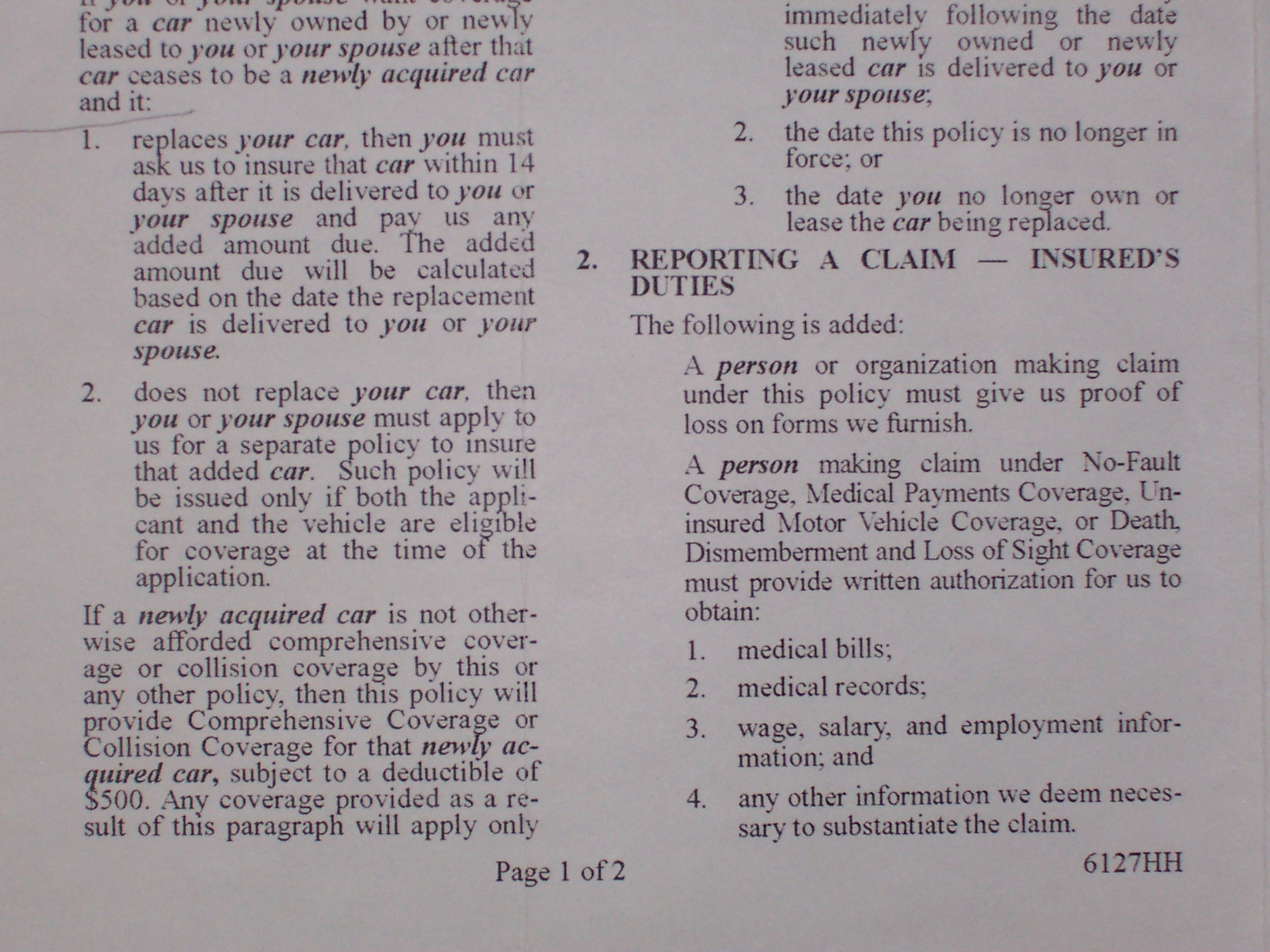 Stated or Agreed value Auto Insurance? - Page 2 ...