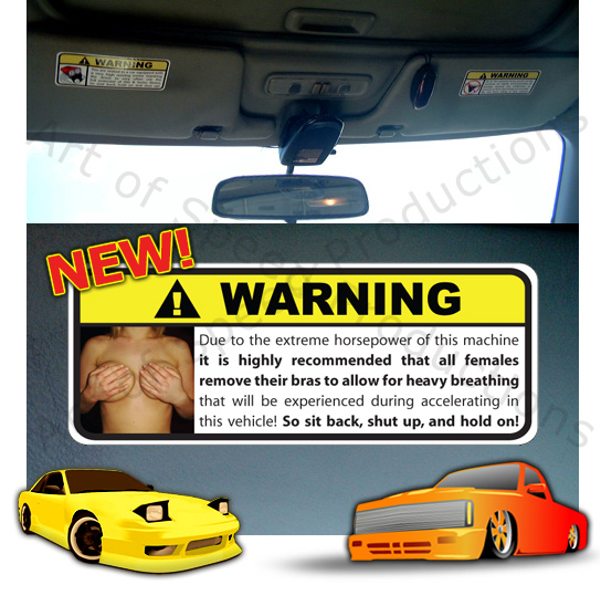 Visor Bra Warning Sticker