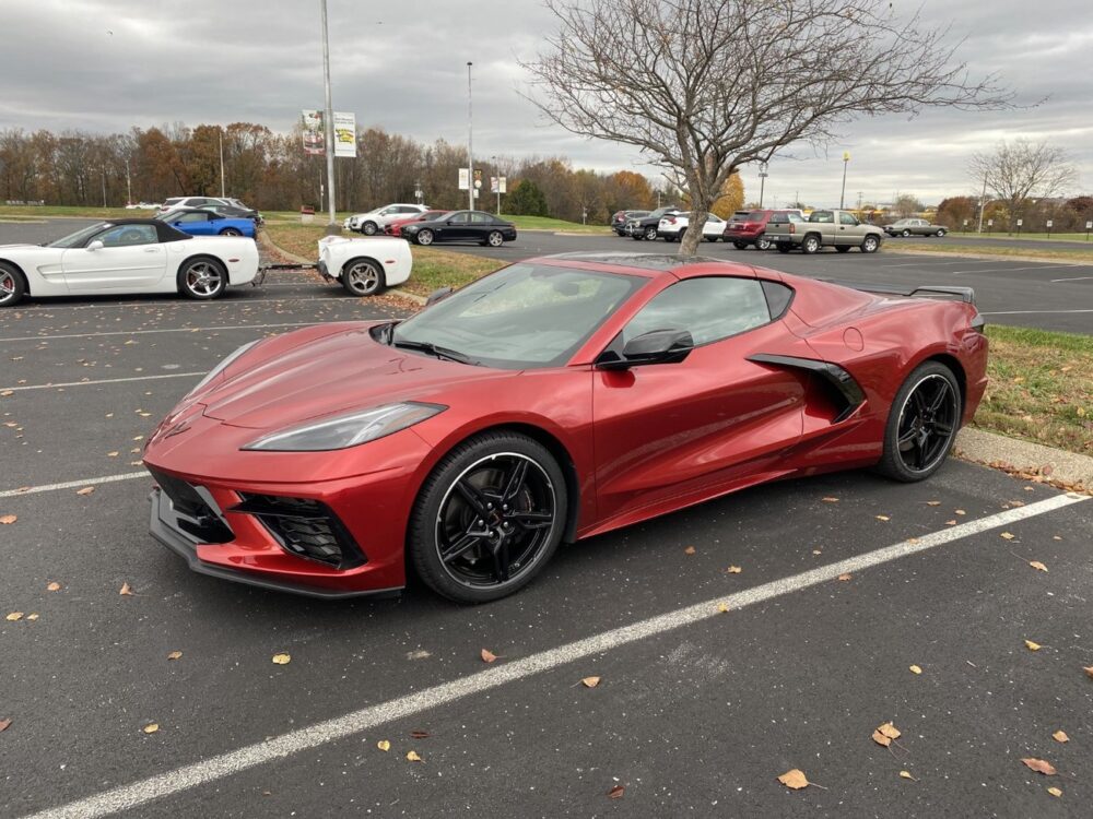 Red Mist C8 Corvette First Look Caught In Corvette Museum Parking