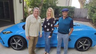 Sylvester Stallone Rapid Blue C8 Corvette Cropped