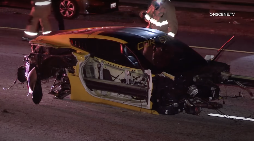 Street Race Leads to Wild C7 Corvette Crash That Sends Engine Flying ...